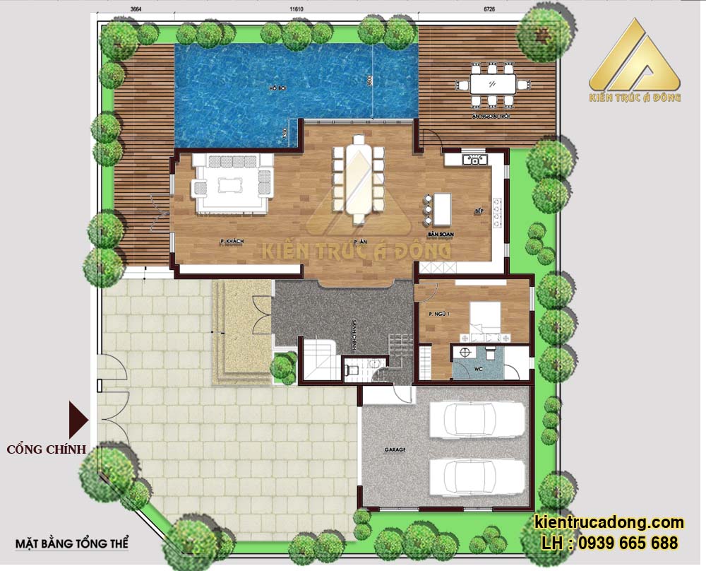 Mặt bằng tổng thể biệt thự 3 tầng hiện đại đẹp nhất